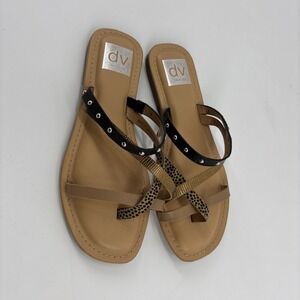 Dolce Vita Jesse Flat Sandals Women's Size 7 Cheetah Gold Black Straps